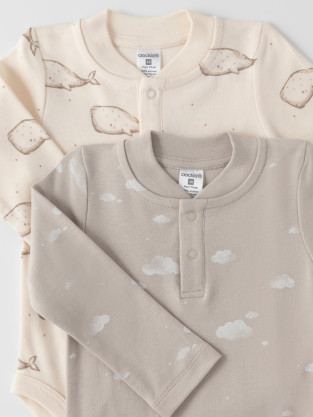 Боди для новорожденных, артикул: К 6542-2уп, цвет: светло-бежевый - 2 фото